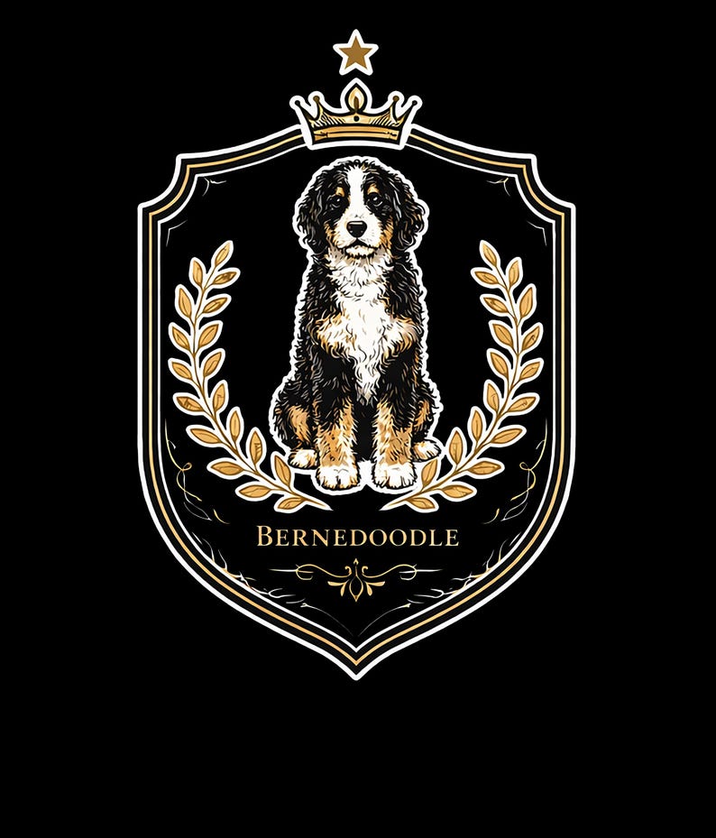 Comfort Colors Bernedoodle Tee Royal Crest Dog Art, Doodle Dog Owner Shirt, Bernedoodle Mom Dad Gift, Canine Lover Tee, Doodle Dog Gift image 1