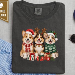 Corgi Christmas Shirt, Christmas Corgi Gift, Holiday Dog Lover Tee, Corgi Mom Shirt, Festive Puppy Sweatshirt, Corgi Dad Gift image 4