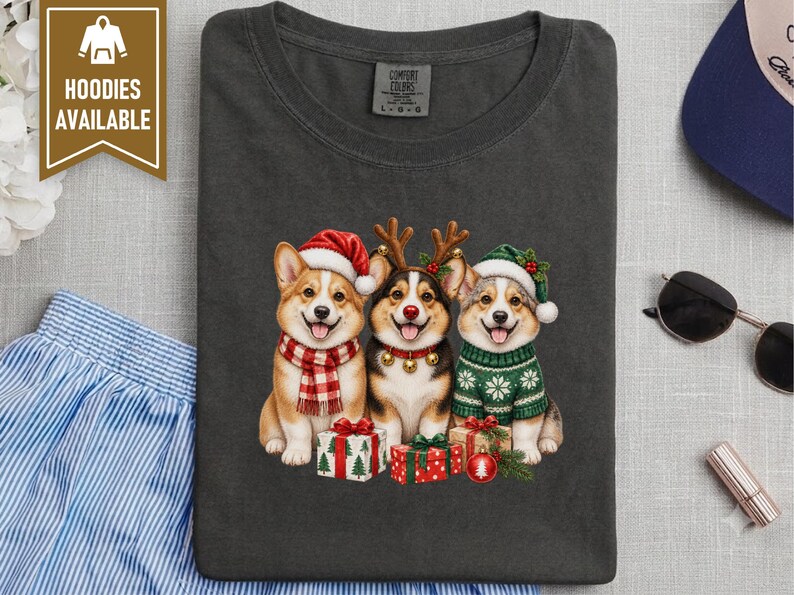 Corgi Christmas Shirt, Christmas Corgi Gift, Holiday Dog Lover Tee, Corgi Mom Shirt, Festive Puppy Sweatshirt, Corgi Dad Gift image 4