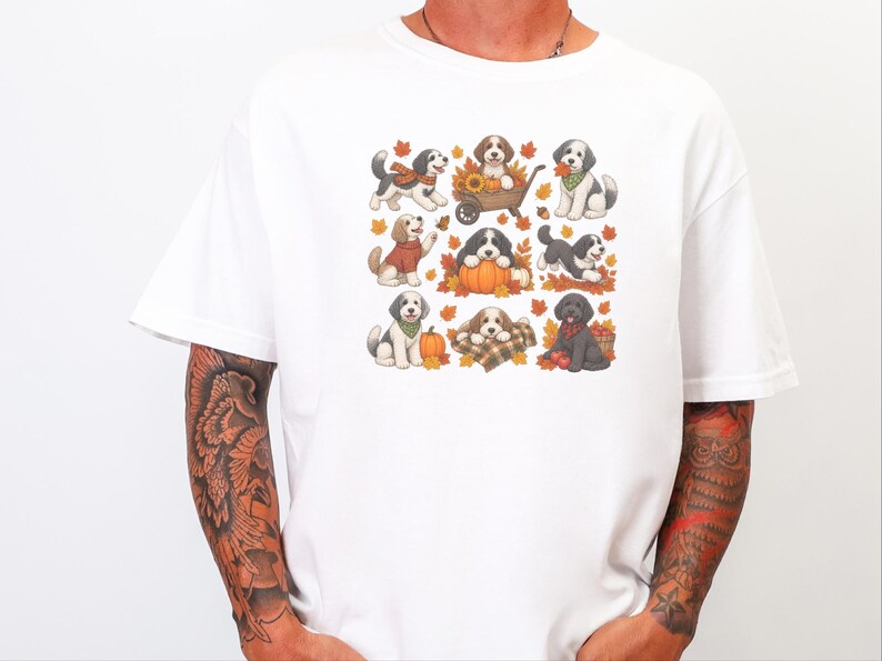 Sheepadoodle Fall Sweatshirt, Autumn Dog Shirt, Sheepadoodle Mom Gift, Doodle Dog Lover Shirt, Pumpkin Spice Tee image 3