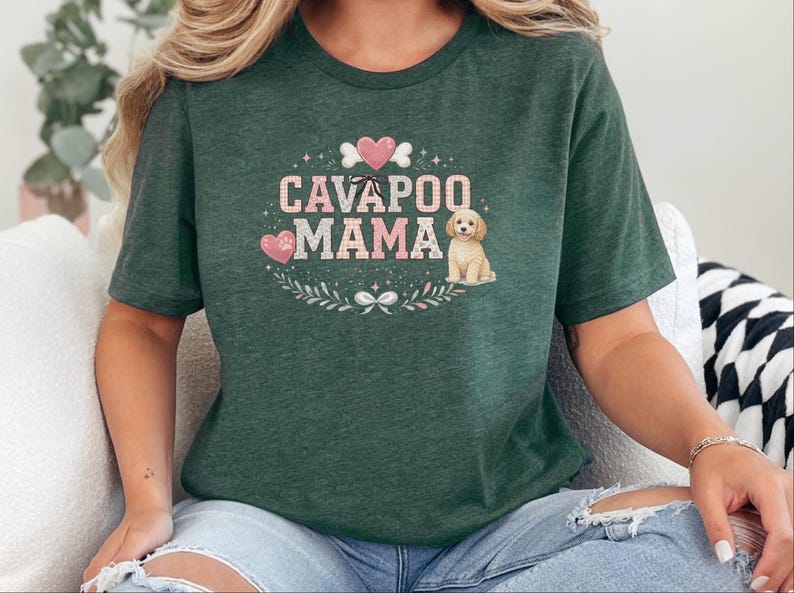 Cavapoo Mom Shirt, Cavapoo Mama Dog Lover T-Shirt, Dog Owner Gift, Fur Mama Tee, Puppy Parent Present for Pet Owners, Cavapoo Owner Gift image 3