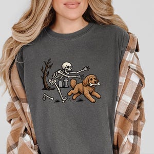 Skeleton Dog Shirt, Cockapoo Halloween Gift, Spooky Dog Tee, Funny Skeleton Shirt image 1