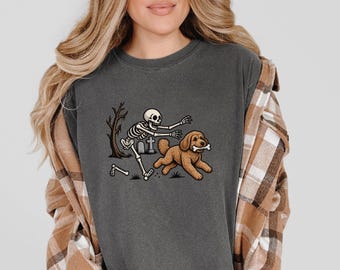 T-shirt met skelet voor honden, Halloweencadeau voor Cockapoo's, griezelig honden-T-shirt, grappig skelet-T-shirt