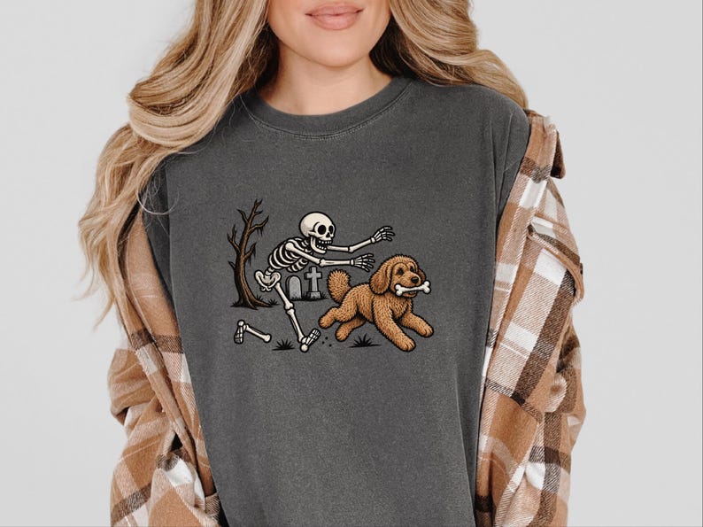 Skeleton Dog Shirt, Cockapoo Halloween Gift, Spooky Dog Tee, Funny Skeleton Shirt image 1