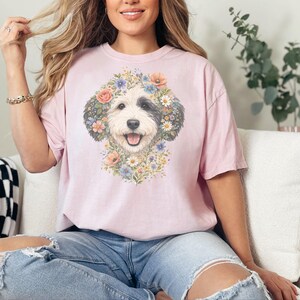 Comfort Colors Sheepadoodle T-shirt, Doodle Pet Art, Botanical Pet Lover Gift, Sheepadoodle Floral Face Spring Tee, Funny Pet Mom Shirt, Tee image 7