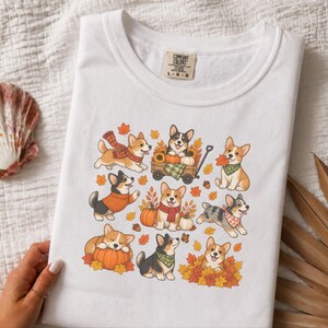 Autumn Corgi Shirt, Corgi Dog Gift, Fall Dog Mom Sweatshirt, Pumpkin Patch Tee, Corgi Lover Gift image 5