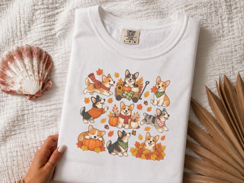 Autumn Corgi Shirt, Corgi Dog Gift, Fall Dog Mom Sweatshirt, Pumpkin Patch Tee, Corgi Lover Gift image 5