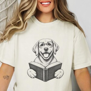 Reading Dog Shirt, Bookish Dog Tee, Lab Lover Gift, Dog Owner Gift, Library Shirt, Book Lover Shirt, Dog Mom Gift image 9