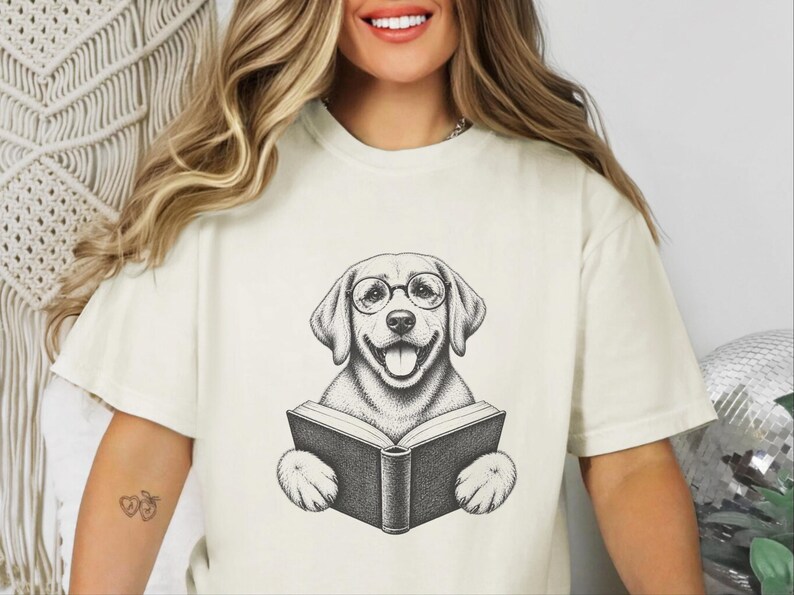 Reading Dog Shirt, Bookish Dog Tee, Lab Lover Gift, Dog Owner Gift, Library Shirt, Book Lover Shirt, Dog Mom Gift image 9