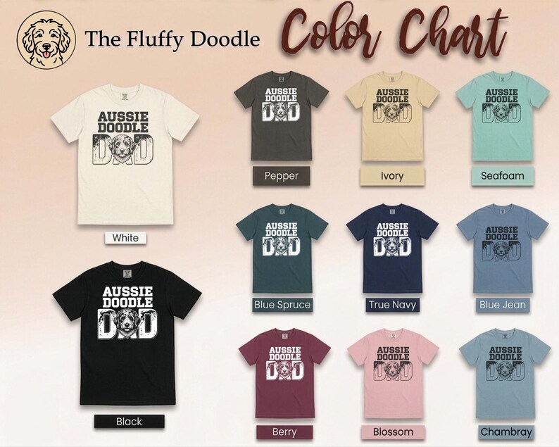 Comfort Colors Aussiedoodle Dad T-Shirt, Funny Retro Dog Lover Graphic Tee, Vintage Doodle Pet Parent Gift Idea, Best Dog Dad Apparel image 9