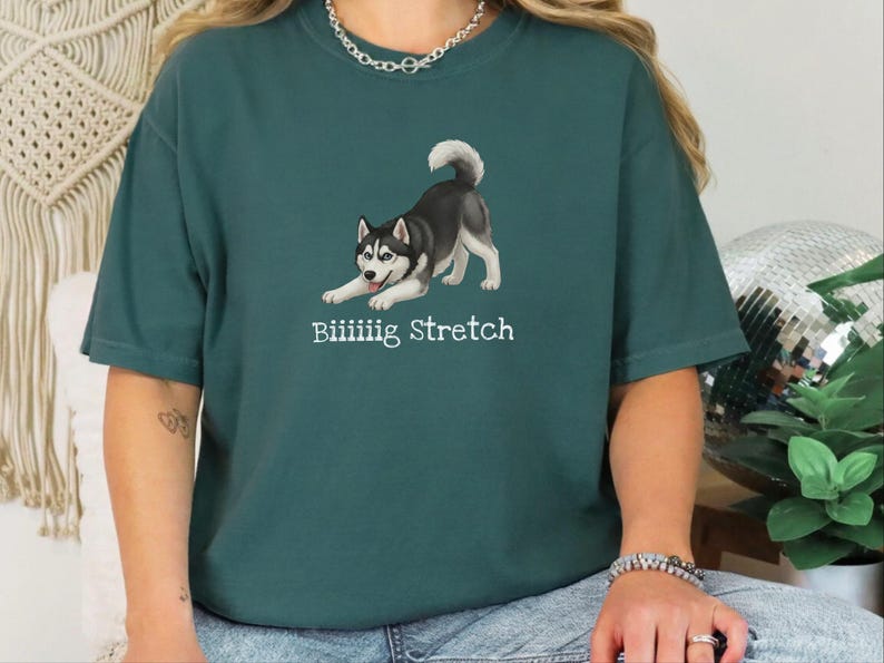 Comfort Colors Husky-Hundeshirt, extra großes Stretch-T-Shirt mit sibirischem Husky-Motiv, lustiges schwarz-weißes Oberteil für Haustierbesitzer, Tier-T-Shirt, lustiges Husky-T-Shirt Bild 10