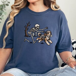 Skeleton Dog Shirt, Aussiedoodle Halloween Shirt, Spooky Dog Tee, Dog Lover Gift, Funny Skeleton Shirt image 5