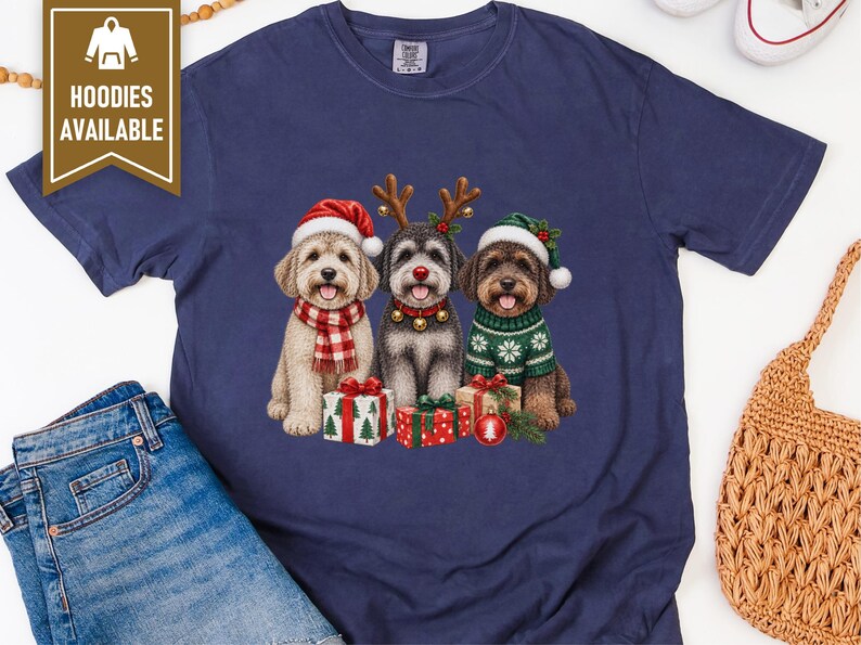 Christmas Schnoodle Sweatshirt, Schnoodle Mom Gift, Festive Dog Crewneck, Holiday Pet Lover Shirt, Schnoodle Dad Present image 4