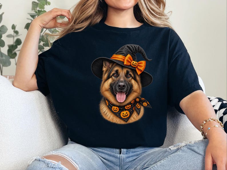 German Shepherd Halloween Shirt, Dog Mom Gift, Witch Dog Shirt, GSD Fall Tee, Spooky Dog Mom, Halloween Pet Lover image 7