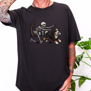 Bernedoodle Dog Shirt, Skeleton Dog Shirt, Halloween Pet Gift, Funny Bernedoodle Shirt, Halloween Dog Tee, Bernedoodle Mom Gift image 3