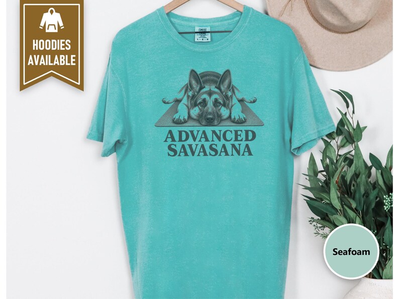 German Shepherd Shirt, Funny Dog T Shirt, Advanced Savasana, Yoga Lover Gift, Dog Owner Tee, Meditation Humor, Fitness Gift imagem 6