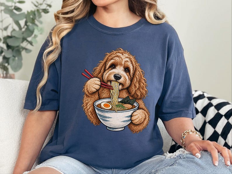 Camiseta de ramen para cockapoo, regalo para amantes de los fideos, camiseta de ramen para amantes de los perros, regalo divertido para dueños de cockapoo, camiseta de comida asiática imagen 3