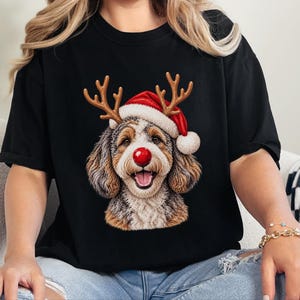 Aussiedoodle Christmas Shirt, Holiday Pet Gift, Christmas Dog Mom Sweatshirt, Festive Dog Tee, Aussiedoodle Lover Shirt image 1