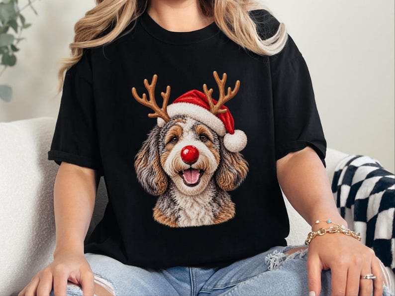 Aussiedoodle Christmas Shirt, Holiday Pet Gift, Christmas Dog Mom Sweatshirt, Festive Dog Tee, Aussiedoodle Lover Shirt image 1