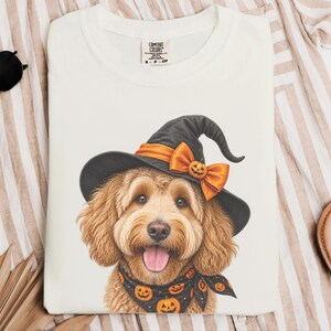 Halloween Dog Shirt, Goldendoodle Gift, Doodle Mom Gift, Witch Dog Shirt, Spooky Dog Lover, Fall Pet Sweatshirt image 3