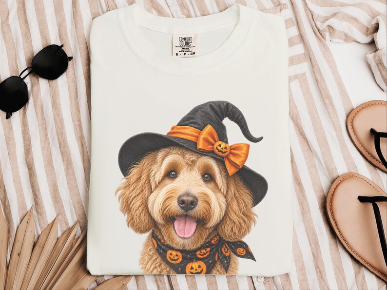 Halloween Dog Shirt, Goldendoodle Gift, Doodle Mom Gift, Witch Dog Shirt, Spooky Dog Lover, Fall Pet Sweatshirt image 3