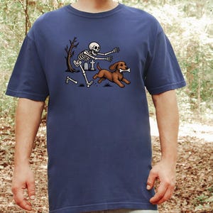 Halloween T-shirt met Teckel, cadeau met skelethond, Halloween T-shirt met Doxie-print, T-shirt met Wienerhond, grappig griezelig Doberman-shirt afbeelding 4