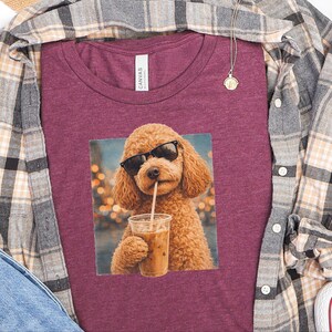 Labradoodle Iced Coffee Tee, Doodle Mom Shirt, Poodle Lover Gift, Dog Coffee Lover, Funny Summer Pet Apparel