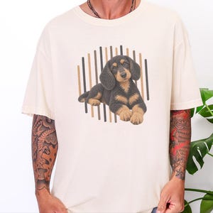 Dachshund Dog Shirt, Wiener Dog Mom Gift, Long Haired Doxie Tee, Dapple Dachshund Lover Present, Sausage Dog Art image 4
