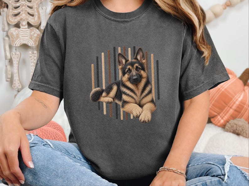 T-shirt met Duitse Herder-hond, cadeau voor Duitse Herder-moeder, T-shirt voor liefhebbers van Duitse Herders, cadeau voor hondengeleider, kleding voor hondenbezitters afbeelding 9