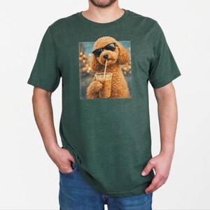 Quirky Caffeine Tee, Cockapoo Iced Coffee Cool Dog Shirt, Funny Pet Humor Gift for Dog Lovers, Summer Beach Vacation Tee image 6