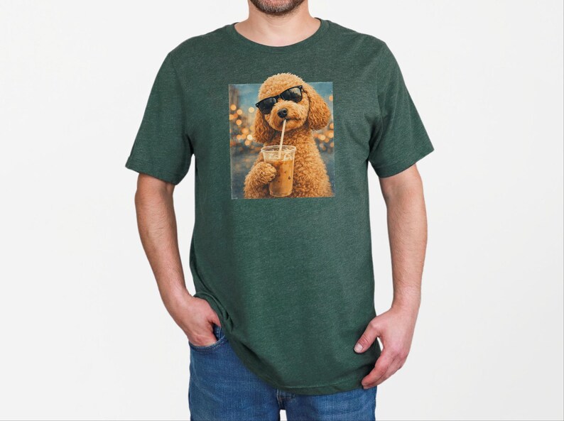 Quirky Caffeine Tee, Cockapoo Iced Coffee Cool Dog Shirt, Funny Pet Humor Gift for Dog Lovers, Summer Beach Vacation Tee image 6