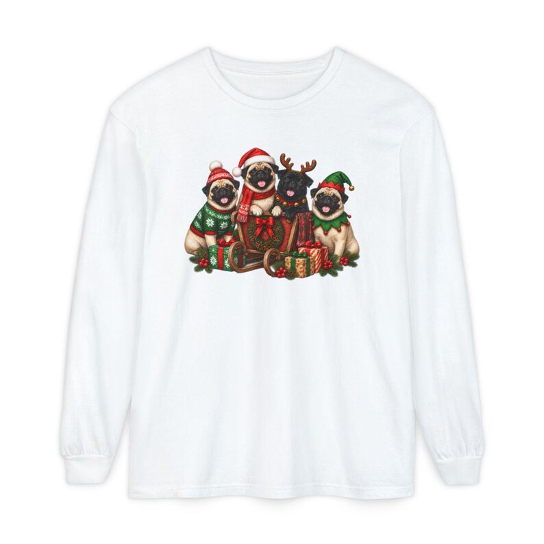 Christmas Pug Shirt, Pug Lover Gift, Holiday Dog Tee, Festive Puppy Sweatshirt, Christmas Pet Shirt image 14