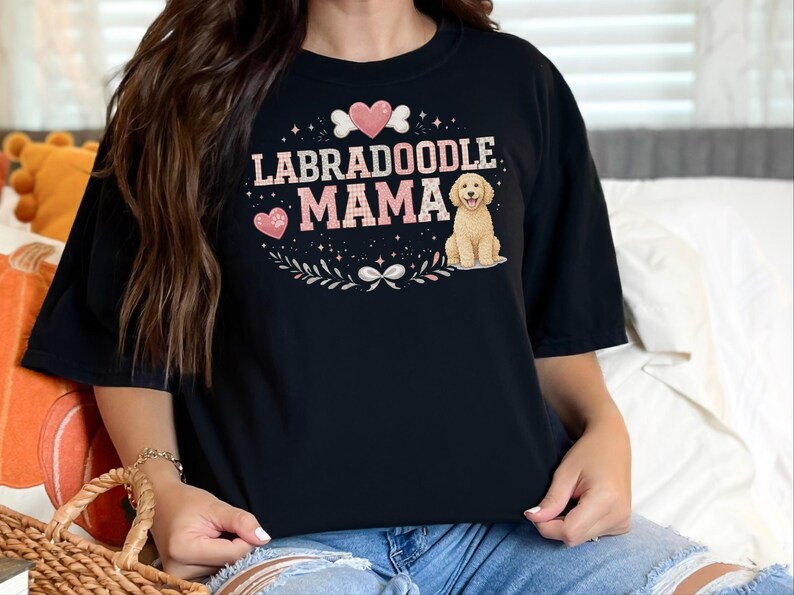 Comfort Colors Labradoodle Gift Tee, Labradoodle Mama Shirt for Women, Funny Fur Mama T-Shirt, Doodle Mom Owner Present for Pets image 6