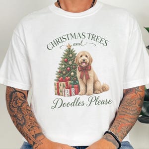 Goldendoodle Christmas Shirt, Christmas Trees And Doodles Please, Goldendoodle Mom Gift, Holiday Dog Sweatshirt, Doodle Lover Present image 9