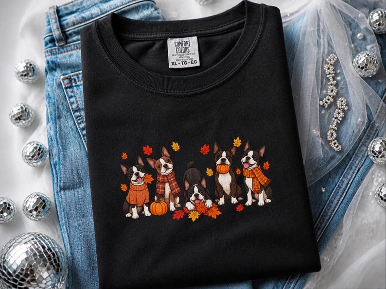 Boston Terrier Fall Shirt, Dog Lover Gift, Cozy Autumn Tee, Cute Puppy Shirt, Boston Terrier Owner Gift, Fall Dog Sweatshirt image 10