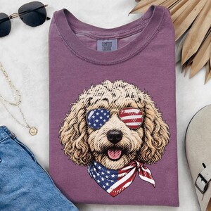 Comfort Colors Patriotic Maltipoo Dog Mom Shirt, 4th of July American Dog Lover Tee, USA Independence Day Maltipoo Owner T-Shirt imagen 7