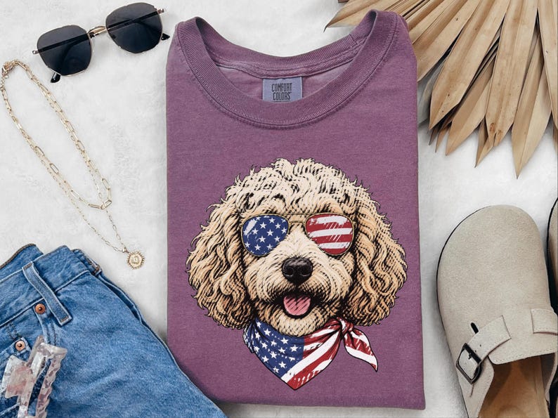Comfort Colors Patriotic Maltipoo Dog Mom Shirt, 4th of July American Dog Lover Tee, USA Independence Day Maltipoo Owner T-Shirt imagen 7