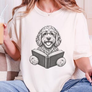 Labradoodle Reading Shirt, Bookish Dog Lover Gift, Labradoodle Dad Tee, Reading Dog Shirt, Bookworm Outfit image 7