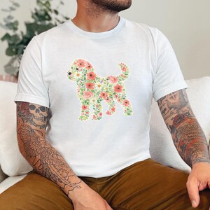 Cockapoo Silhouette Sweatshirt, Floral Dog Print Tee, Botanical Puppy Nursery Art, Cockapoo Floral Silhouette image 3