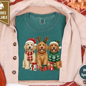 Golden Retriever Christmas Shirt, Golden Retriever Gift, Christmas Pet Art, Dog Christmas Sweatshirt, Golden Retriever Mom Shirt image 9
