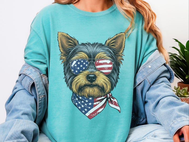 Yorkshire terrier, amerikansk flagga, hund, present, present, present, gåva bild 3