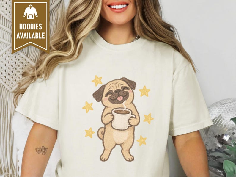 Pug Coffee Shirt, Pug Lover Gift, Coffee Lover Graphic Tee, Funny Pug T Shirt, Dog Owner Gift, Pug Mom Shirt Bild 8