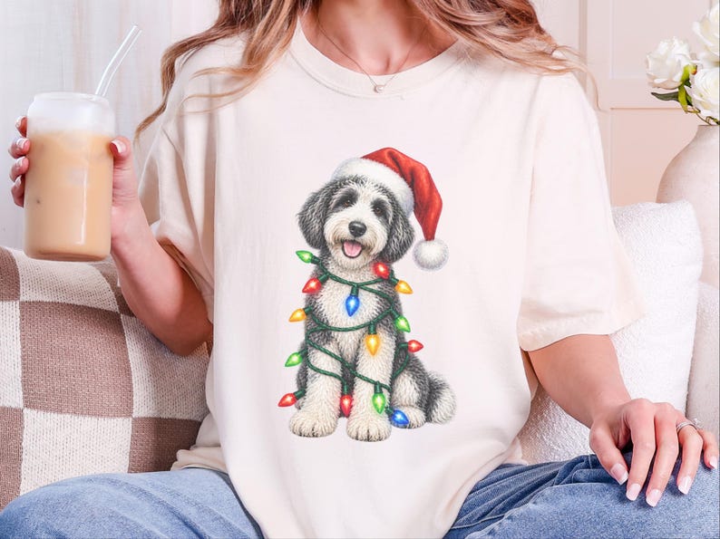 Sudadera navideña para Sheepadoodle, camiseta navideña para perros, regalo navideño para perros, regalo navideño para mamás perrunas, regalo para Sheepadoodle imagen 1