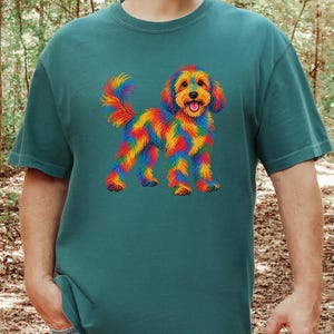 Cockapoo Shirt, Rainbow Dog Lover Gift, Colorful Puppy Tee, Doodle Mom Shirt, Dog Art Print image 7