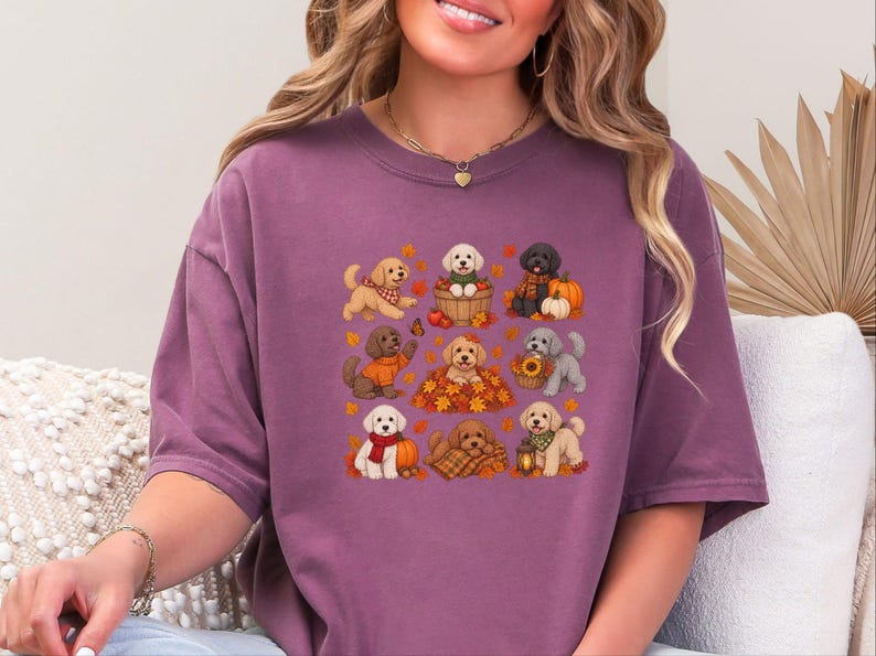 Maltipoo Fall Shirt, Fall Dog Lover Gift, Autumn Puppy Tee, Cozy Fall Dog Shirt, Maltipoo Mom Shirt image 1