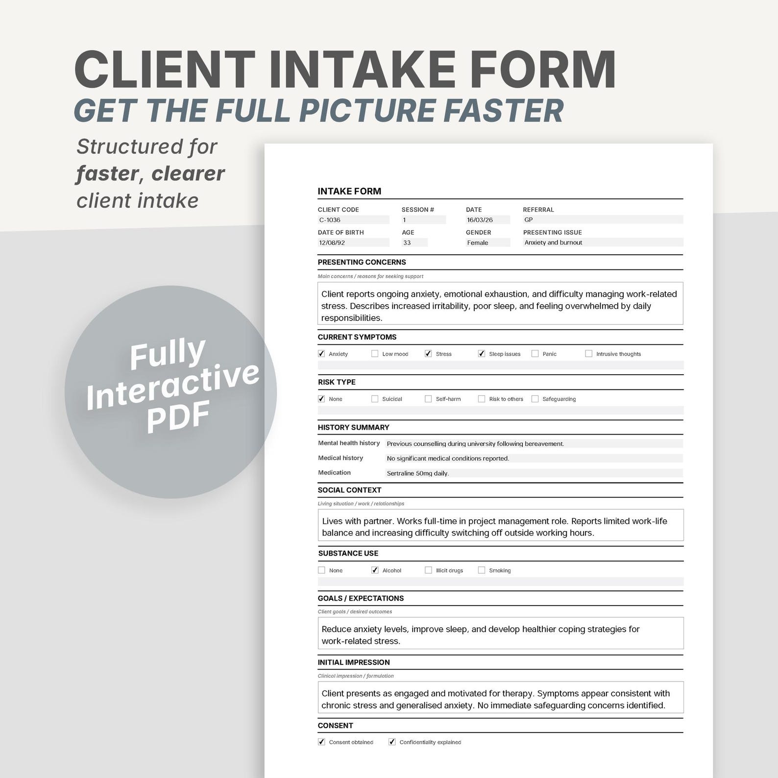Client Intake Form Template | Therapy Documentation PDF | Mental Health ...