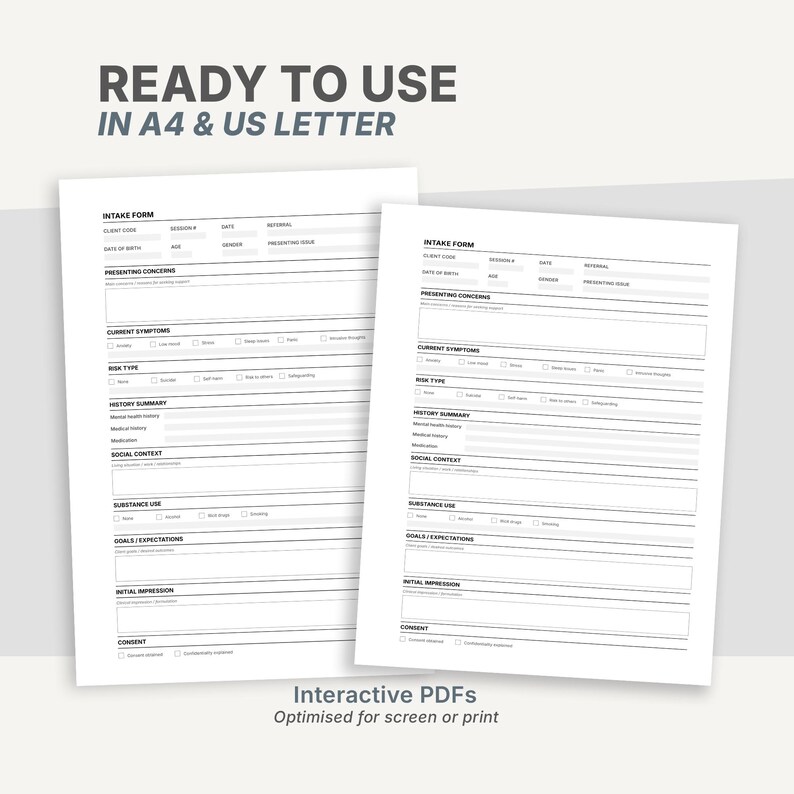 Client Intake Form Template | Therapy Documentation PDF | Mental Health ...