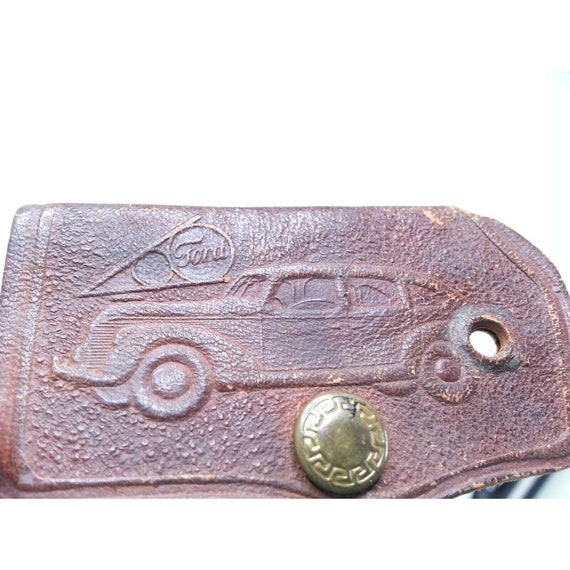 Antique 1930s Mid Century FORD Leather Car Key Ho… - image 1