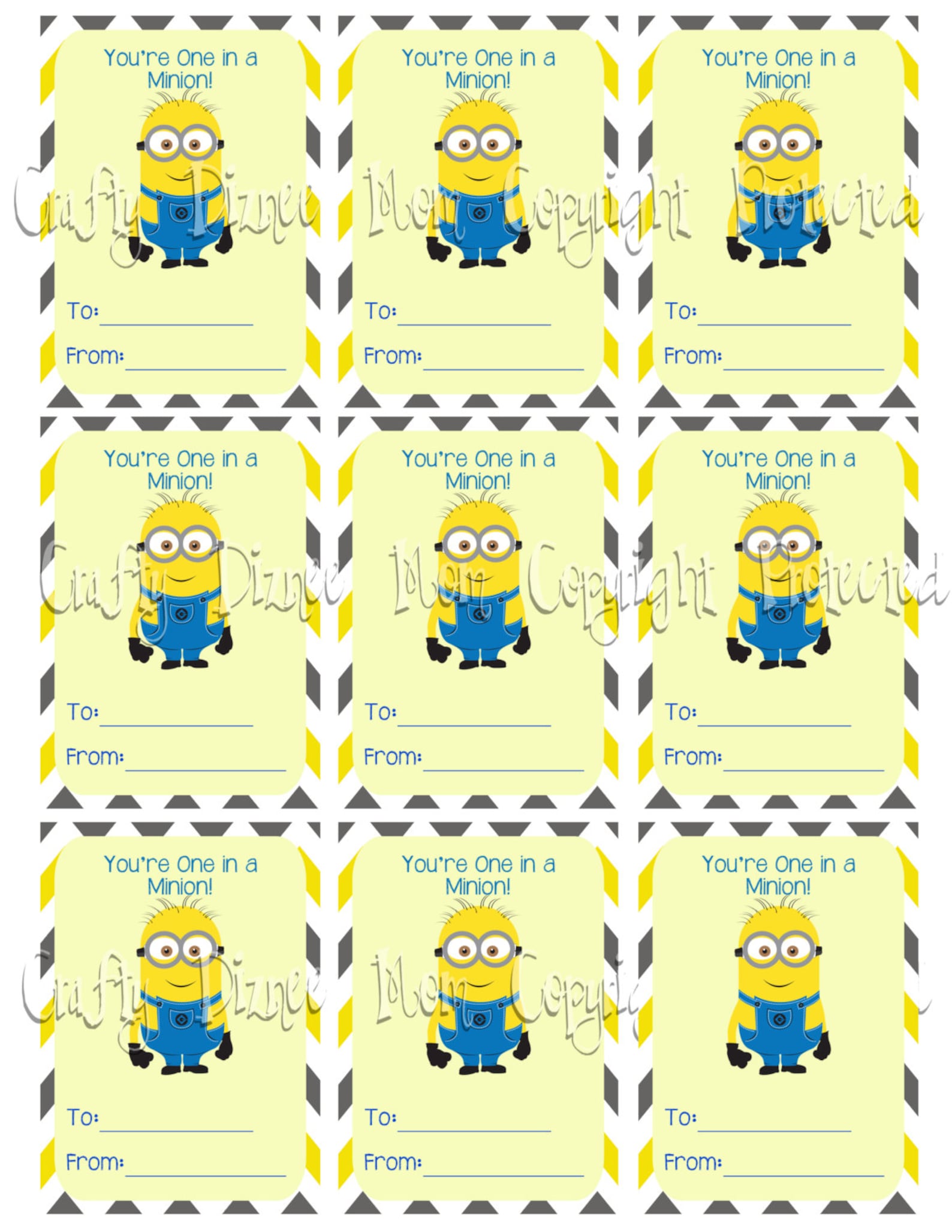 Printable You're One in a Minion Valentine's Day Card - Etsy