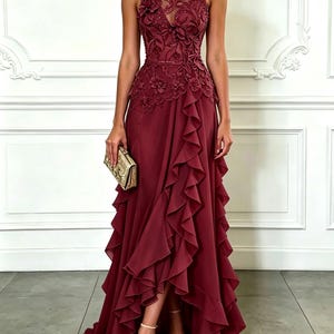 winter wedding cocktail dresses JNGSA Winter Wedding Guest Dress, Womens Cocktail Dresses 2023 Crewneck Lantern Long Sleeve Formal Dress Tie Waist Maxi Dresses